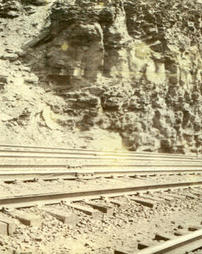 Loyalhanna limestone (upper half of rock exposure) in contact with top of Pocono sandstone