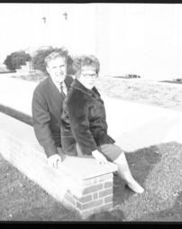 Moving In to new Governor's Mansion - Governor and Mrs. Shafer Sitting on Wall (2)