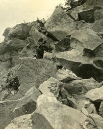 Blasted material near top of quarry