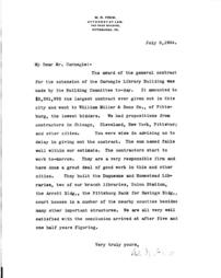 (W.N Frew to Andrew Carnegie, July 8, 1904)