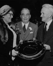 1950 Philadelphia Flower Show. Jean Duff, Mayor Bernard Samuel and Alfred F. Paul