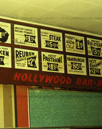 Hollywood Restaurant wall menu, 1979.