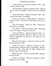 4720498_R-IBF_A_096; History of Hampton battery F, Independent Pennsylvania Light Artillery : organized at Pittsburgh, Pa., October 8, 1861, mustered out in Pittsburgh, June 26, 1865 / compiled by William Clark