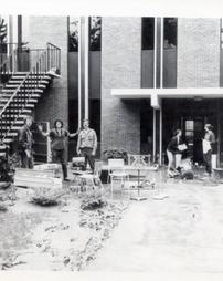 Wilkes College - Students assisting in cleanup outside of the Dorothy Dickson Darte Center POST Hurricane Agnes flood. 