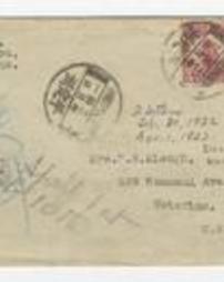 Anna V. Blough letter envelope to Mrs. U.S. Blough, April 1, 1922