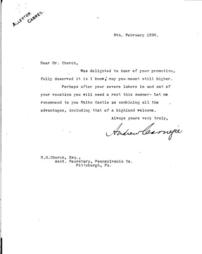 (Andrew Carnegie to Samuel H. Church, February 9, 1898)
