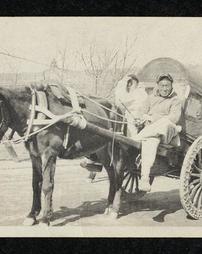 Photograph of Chinese man with horse and cart