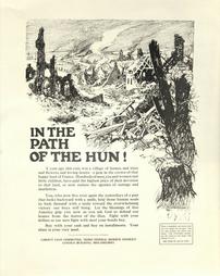 WW 1-Liberty Loan (4th) "In the Path of the Hun!", additional text on poster, Liberty Loan Committee, Phila.