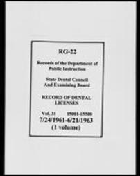 Record of Dental Licenses (Roll 7438, Part 3)
