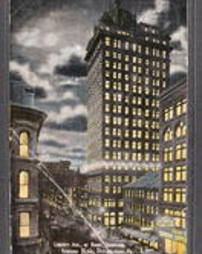 Allegheny County, Pittsburgh, Pa., Downtown Area, Street Views: Liberty Ave., At Night, Showing Keenan Bldg.