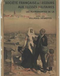 WW 1-Red Cross (in French) "Societe Francaise De Secours Aux Blesses Militaires Les Permanences De La S.B.M Dans Les Villages Devastes", Vise No. 10.237