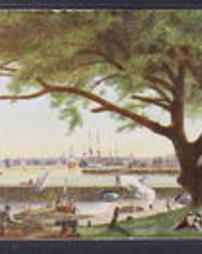 Philadelphia County, Penn's Treaty Elm and Monument, Philadelphia, Pa., River Front in 1683, showing the tree which marked the Treaty Ground where William Penn made the Treaty of 1682