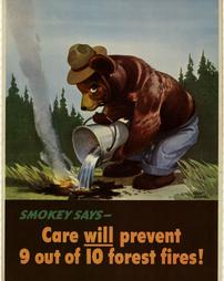 Fire Prevention, "Smokey Says- Care will prevent 9 out of 10 forest fires!"