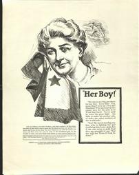WW 1-Liberty Loan (4th) "Her Boy!", additional text on poster, Liberty Loan Committee, Phila.