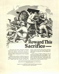 WW 1-Liberty Loan (4th) "Reward This Sacrifice", additional text on poster, Liberty Loan Committee, Phila.