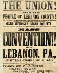 Civil War (pre and post to 1910) -Political, Thad Stevens (anti-suffrage, equality), 'Grand Rally for the Union: To the People of Lebanon County!'