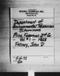 Bituminous Mine Certification Records for Second Grade Foremen (Roll 6452)