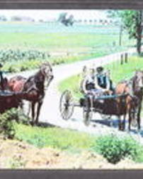 Lancaster County, Scenic Views and Pennsylvania Dutch: Greetings From "The Penna. Dutch Country," Parties of young Amish folk out for a Sunday drive in their horses and buggies