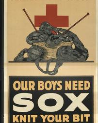 WW 1-Red Cross "American Red Cross, Our Boys Need Sox, Knit Your Bit"