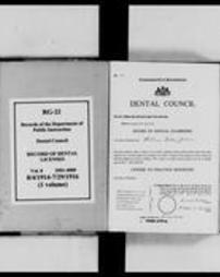 Record of Dental Licenses (Roll 7423, Part 2)