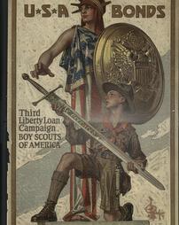 WW 1-Liberty Loan (3rd) "USA Bonds, Third Liberty Campaign Boy Scouts of American, Weapons For Liberty"