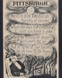 Allegheny County, Novelty Postcards, Pittsburgh, Pa., Here's to grim Pittsburgh, the city of smoke