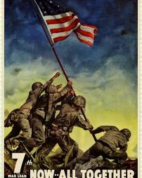 WW2-War Bonds, "7th War Loan Now..All Together" U.S. Marines at Iwo Jimo