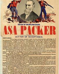 Civil War (pre and post to 1910) -Political, Asa Packer for Governor, 'Letter of Acceptance'
