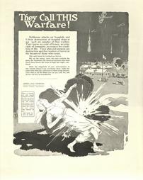WW 1-Liberty Loan (4th) "They Call This Warfare!", additional text on poster, Liberty Loan Committee, Phila.