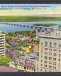 Dauphin County, Harrisburg, Pa., Panoramic Views, Bird's-Eye View of Taylor Bridge Crossing the Famous Susquehanna Showing Bell Telephone and Office Buildings