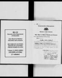 Record of Licenses Issued on Licenses From Other States (Roll 7376, Part 2)