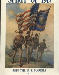 WW 1-Recruiting "Spirit of 1917, Join the U.S. Marines at 407 Star Bldg., Washing ton, D.C.", U.S. Marines