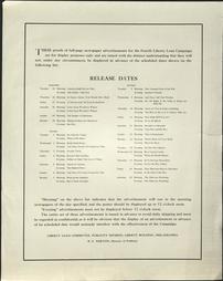 WW 1-Liberty Loan (4th) List of Posters in Series & Release Dates, Sept.-Oct. 1918, Liberty Loan Committee, Phila.
