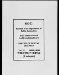 Record of Dental Licenses (Roll 7437, Part 2)