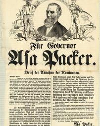 Civil War (pre and post to 1910) -Political, Asa Packer for Governor, 'Letter for Nomination'
