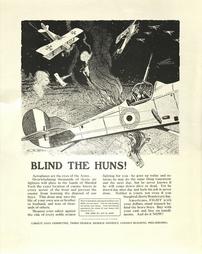 WW 1-Liberty Loan (4th) "Blind the Huns!", additional text on poster, Liberty Loan Committee, Phila.