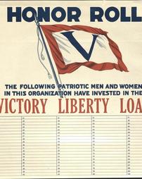 WW 1-Liberty Loan (Victory) "Honor Roll the following patriotic men and women in this organization have invested in the Victory Liberty Loan", No. 130, Victory Liberty Loan Committee