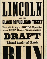 Civil War (pre and post to 1910) -Political, Anti-Lincoln, 'Elect Lincoln And The Black Republican Ticket'