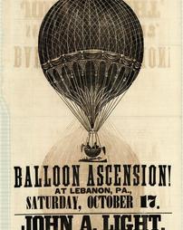 Civil War (pre and post to 1910) -Advertisement, Balloon Ascension, John A. Light at Lebanon, Pa., Sat. Oct. 17.