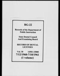Record of Dental Licenses (Roll 7438, Part 2)