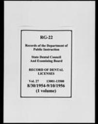 Record of Dental Licenses (Roll 7436, Part 2)