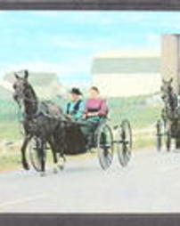 Lancaster County, Scenic Views and Pennsylvania Dutch: Greetings from "The Amish Country," Two Amish Courting Buggies complete with courting couples