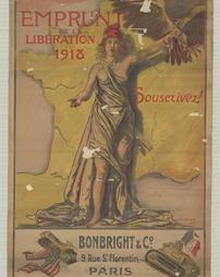 WW 1-Foreign, French "Emprunt de la Liberation 1918, "Souscrivez!", Imp. Crete, 9. Rue des St. Florentin, Paris, Visa 13326