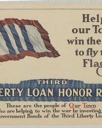 WW 1-Liberty Loan (3rd) "Help our Town win the right to fly this Flag, Third Liberty Loan Honor Roll", additional text on poster