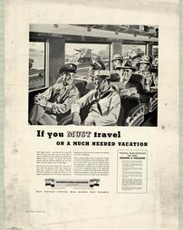WW2-War Bonds/Stamps/Travel, "If You Must Travel On A Much Needed Vacation" Pennsylvania Railroad