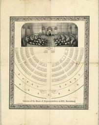 Civil War (pre and post to 1910) -Political, 'Interior of the House of Representatives in 1851, Harrisburg'