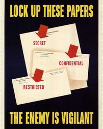 WW2-Careless Talk, "Lock Up These Papers, The Enemy Is Vigilant"
