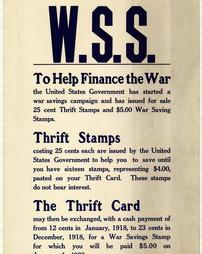 War Savings Stamps, To Help Finance the War - Thrift Stamps - the Thrift Card