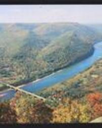Clinton County, Miscellaneous Towns and Places, Hyner Bridge over Susquehanna River from Hyner Lookout, fall view