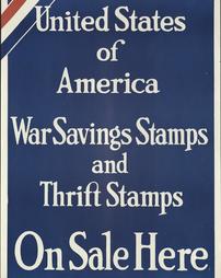 WW 1-War Savings Stamps "United States of America War Savings Stamps and Thrift Stamps On Sale Here"